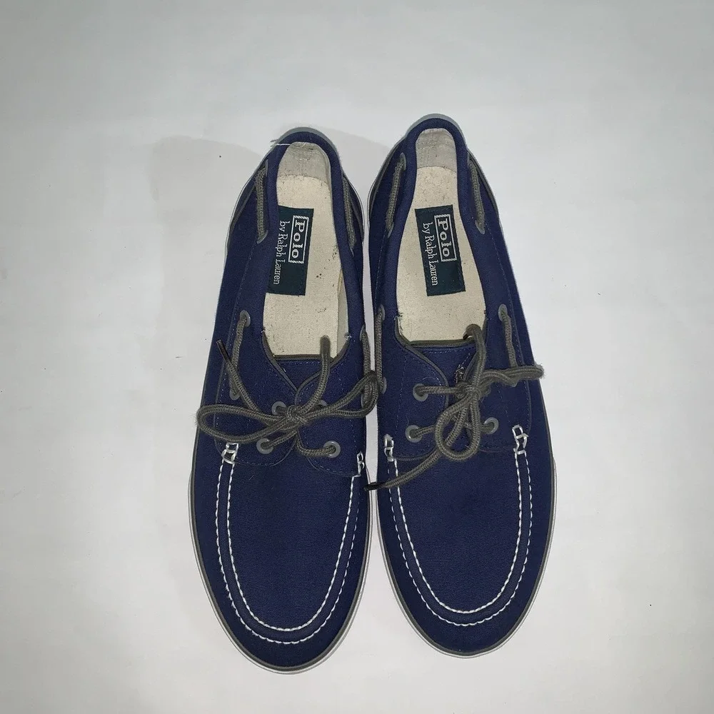 Polo Ralph Lauren Shoes Mens Size 12 Blue Canvas Boat Loafers Casual Comfort
